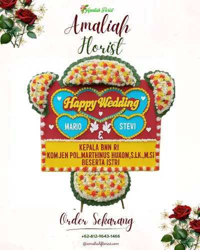 Karangan Papan Bunga Pernikahan di Padaluyu